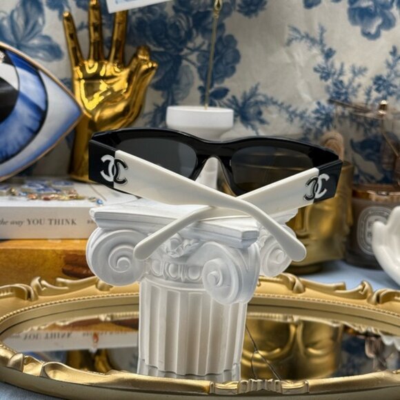 🆕 CHANEL 🧿 NWOT CH5525 Black & White Square Acetate Polarized Sunglasses - Picture 12 of 16